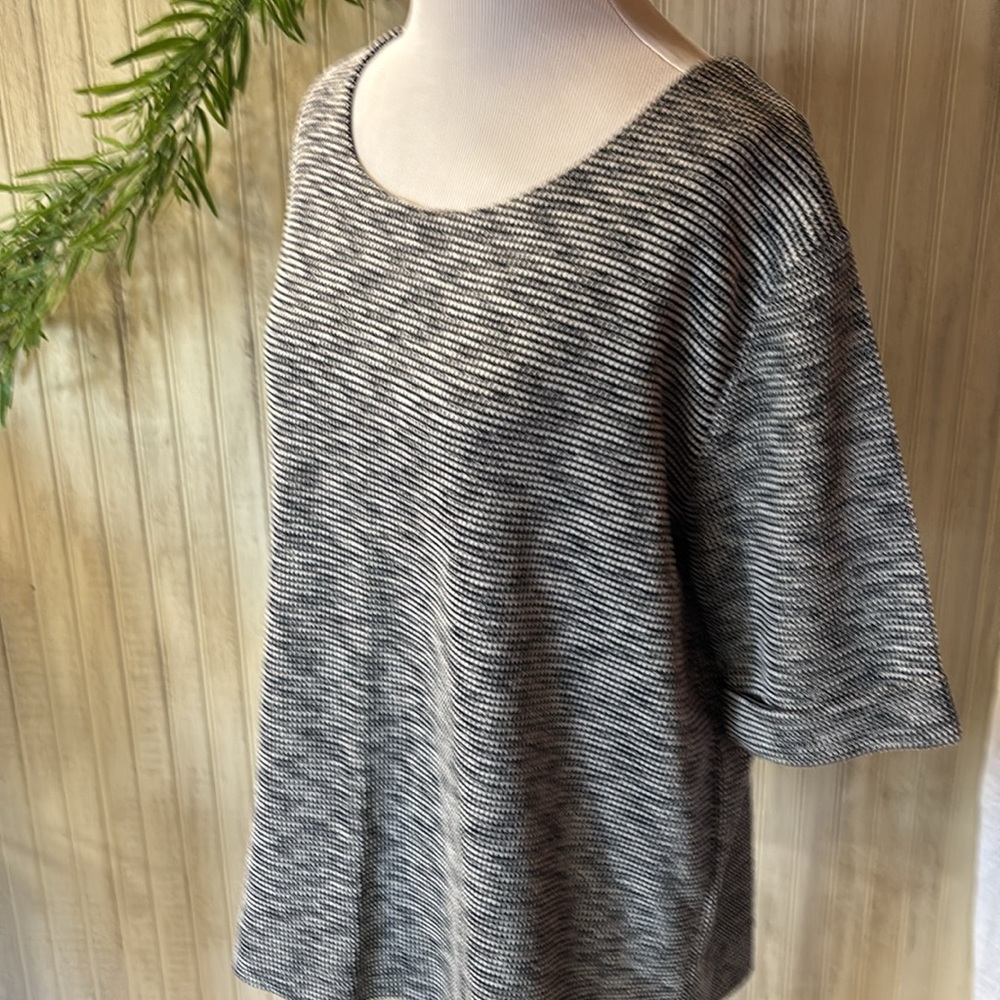 Sissy-Boy Manoa Waffle Pullover Top, Navy/White Short Sleeve, XL, EUC, cotton - Picture 4 of 14